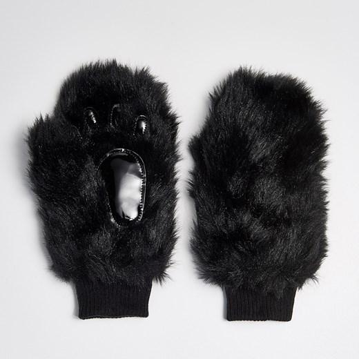 Sinsay - Futrzaste rękawiczki łapy z jednym palcem - Czarny czarny Sinsay One Size 