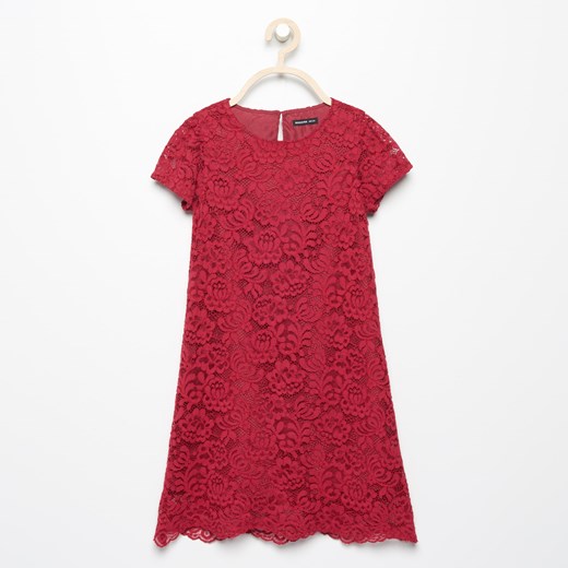 Reserved - Koronkowa trapezowa sukienka - Fioletowy Reserved czerwony 164 