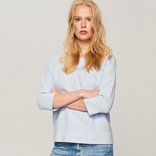 Reserved - Sweter z prostym dekoltem - Niebieski Reserved szary L 