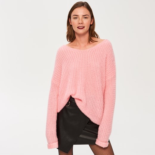 Sinsay - Różowy sweter oversize - Różowy rozowy Sinsay S 