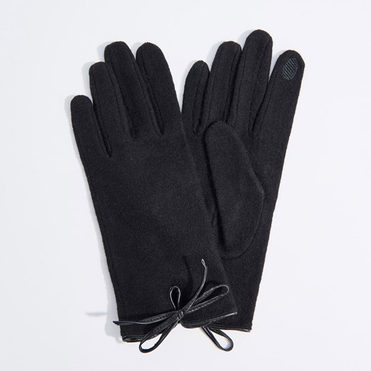 Mohito - Wełniane rękawiczki z kokardką - Czarny czarny Mohito L 