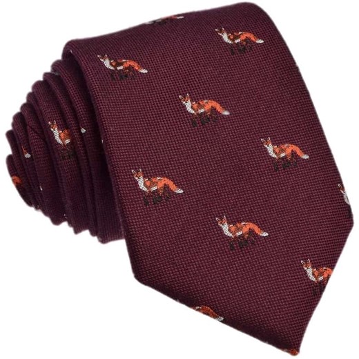 Krawat jedwabno-wełniany - lisy