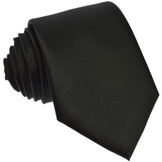 Krawat jedwabny  - jednolity czarny