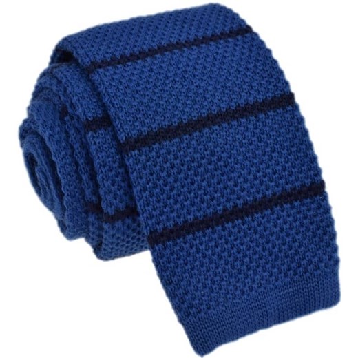 Krawat knit niebieski w cienkie pasy