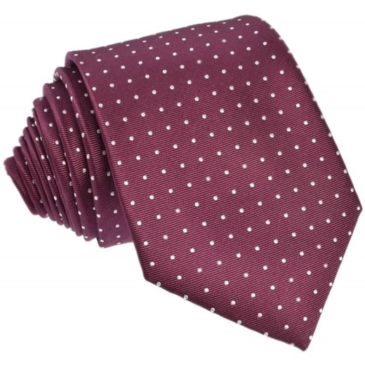 Krawat jedwabny w kropki (bordowy 2)