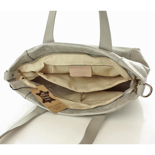 Skórzana torebka na długich rączkach FURRINI - Claudia Classic szara
