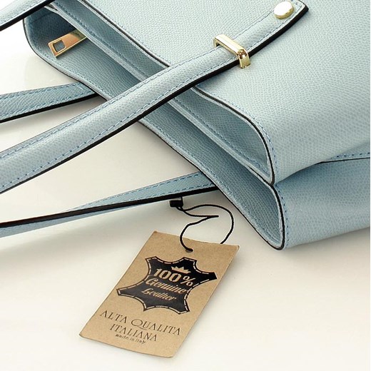 Dwukomorowa torebka na ramię ze skóry naturalnej - Rocca Classic jasny niebieski