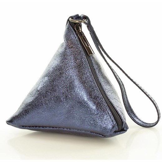 Piramidka skórzana torebka wizytowa  MAZZINI - Serena granatowy