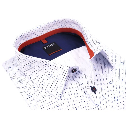 Biała koszula męska w granatowe kwadraty K46 Koszule Męskie Kastor granatowy 176-182 / 40-Slim okazyjna cena Modini 