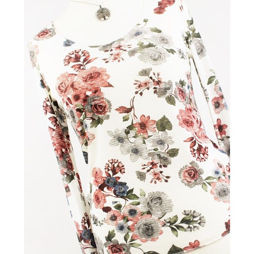 Elegancka bluzka w kwiaty, włoski producent  bezowy uniwersalny Saltofikacz