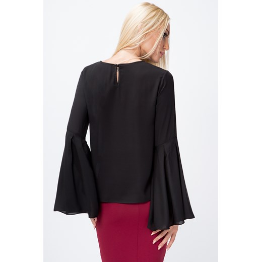 Bluzka z dzwonowatymi rękawami czarna MP28491 fasardi S fasardi.com