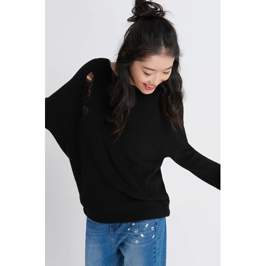 Luźny sweter z dziurami czarny ORSAY XL orsay.com