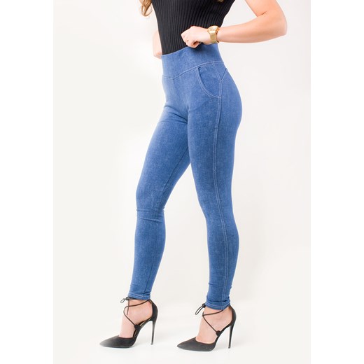 Z971 Jeansowe legginsy spodnie z kieszeniami rozmiar uniwersalny Red Master Clothes niebieski uniwersalny Dehe.pl