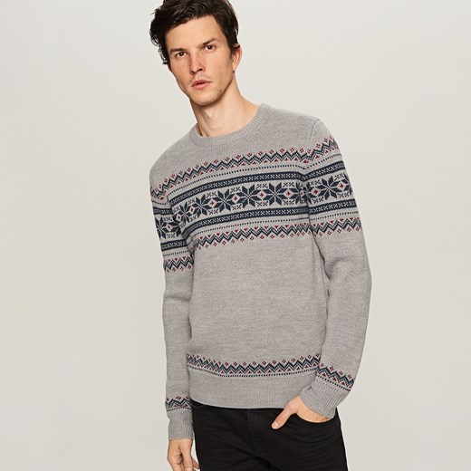 Reserved - Sweter świąteczny - Szary Reserved szary XXL 