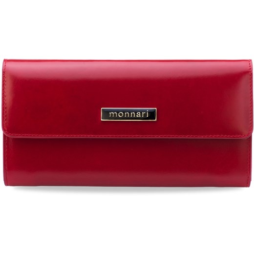 Piękny portfel monnari damska dwuelementowa portmonetka – czerwony matowy