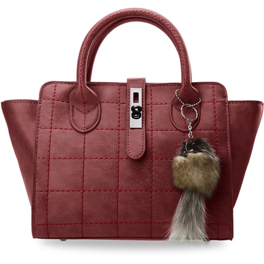 Kuferek damski torebka do ręki i na ramię mała aktówka + brelok - czerwony