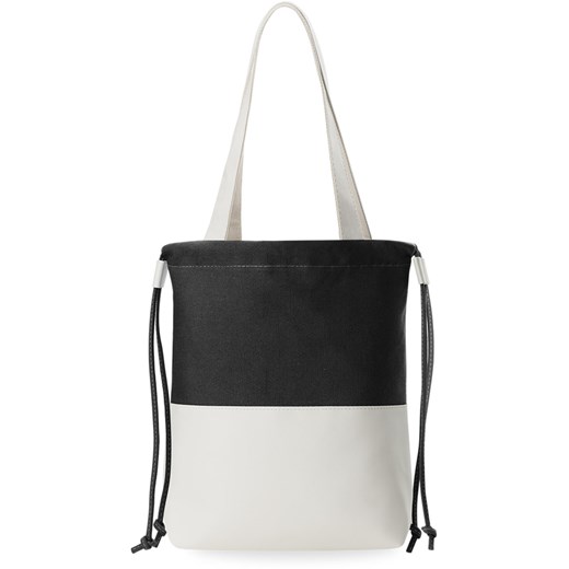 Płócienna torebka damska worek na zakupy shopperka - czarno-biała