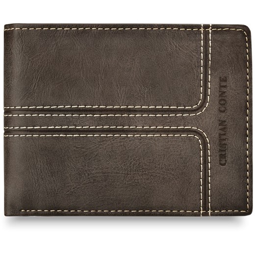 Poziomy portfel męski skóra naturalna vintage - brązowy ciemny