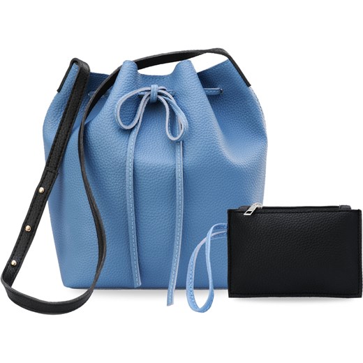 Torebka damska sakwa worek shopper bag 2w1 - niebieska  niebieski  world-style.pl