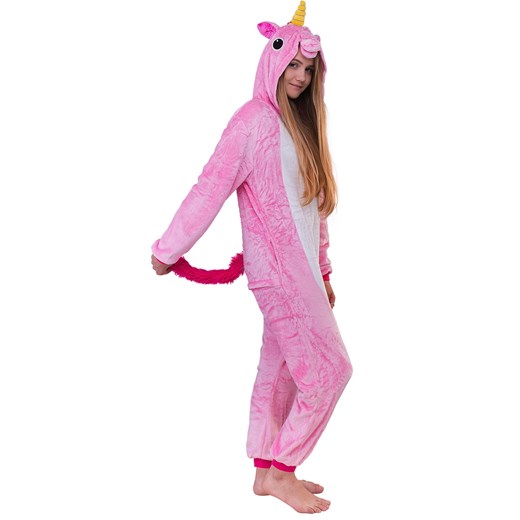 Piżama kigurumi jednoczęściowe przebranie kostium z kapturem – różowy jednorożec rozowy  L world-style.pl