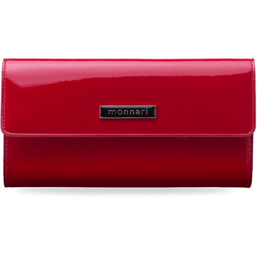 Piękny portfel monnari damska dwuelementowa portmonetka – czerwony lakierowany