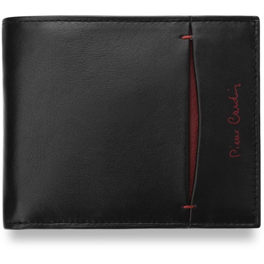 Poręczny portfel męski pierre cardin skóra naturalna - czarny z czerwonym