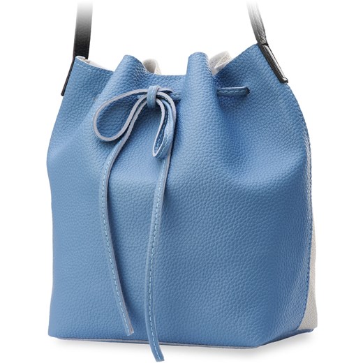Torebka damska sakwa worek shopper bag 2w1 - czarny  niebieski  world-style.pl