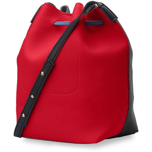 Torebka damska sakwa worek shopper bag 2w1 - czarny czerwony   world-style.pl
