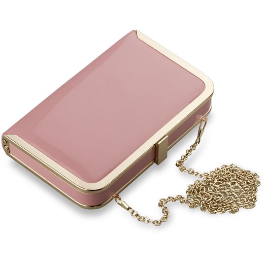 Sztywna torebka kopertówka lakierowana puzderko - jasny różowy