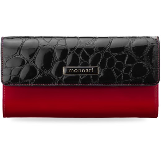 Piękny portfel monnari damska dwuelementowa portmonetka – czerwono-czarny