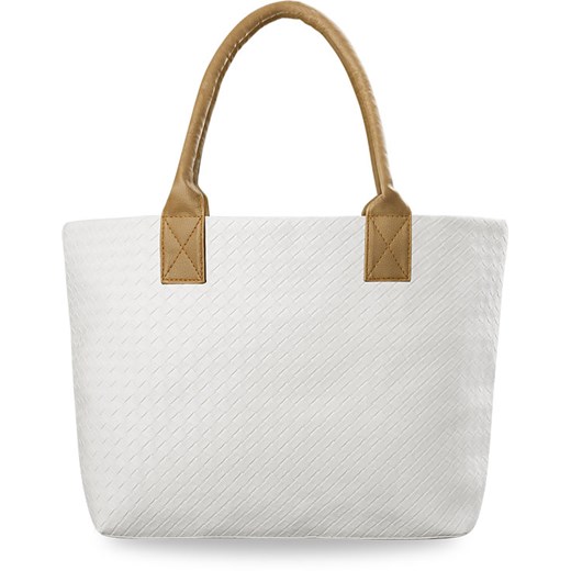 duża pleciona torba damska – ostatni szyk mody - biały