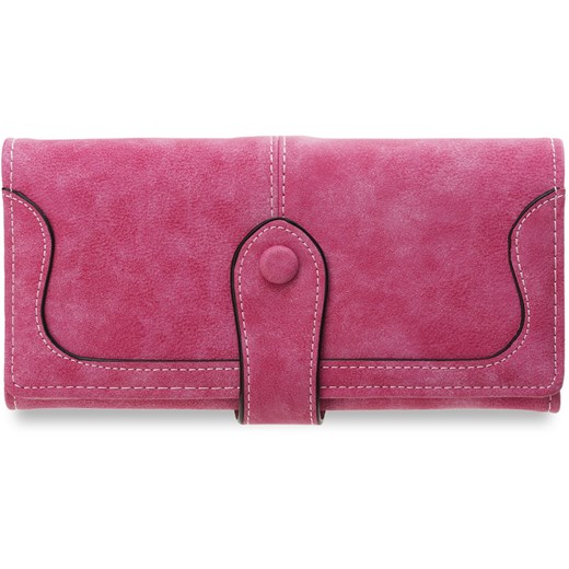 Duży portfel damski praktyczny elegancki gustowne zapięcie - różowy