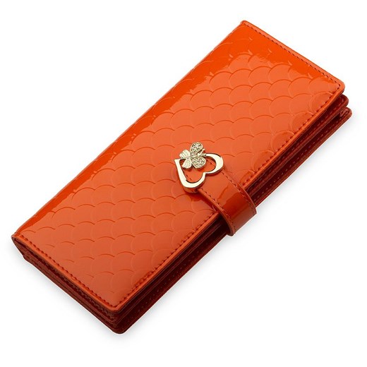 Damski portfel portmonetka iphone skóra naturalna - pomarańczowy