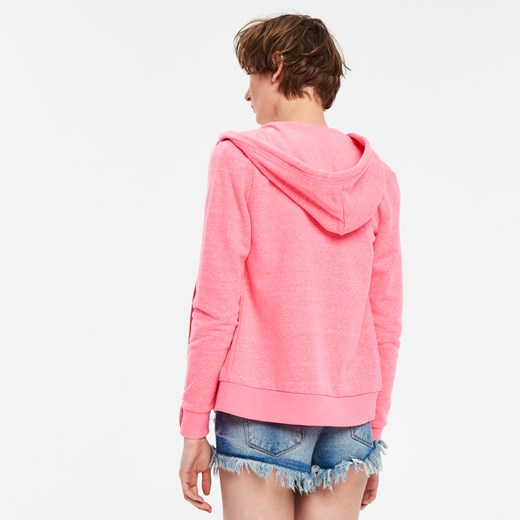 Cropp - Neonowa bluza z kapturem - Różowy