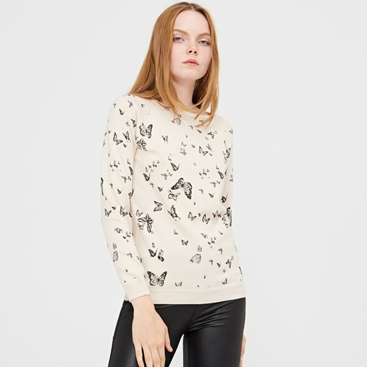 Cropp - Sweter z printem - Beżowy