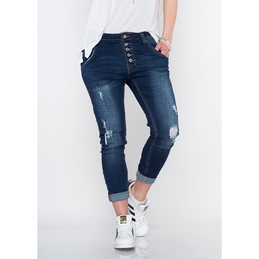 Italy spodnie dresowe jeans baggy guziki 2 granatowy XS okazja Lagattini.pl