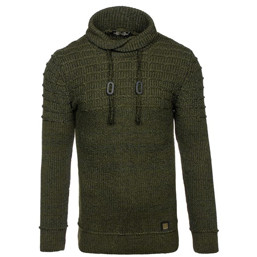 Sweter męski we wzory zielony Denley 8750  Denley.pl L Denley wyprzedaż 