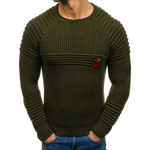Sweter męski we wzory zielony Denley 1076 Denley.pl  M Denley promocyjna cena 