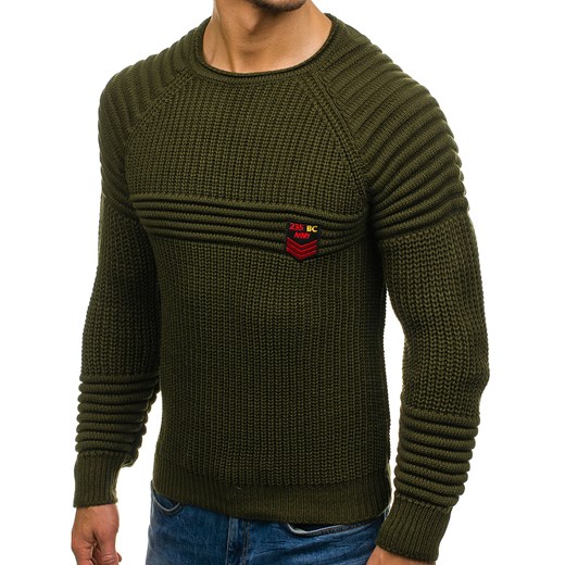 Sweter męski we wzory zielony Denley 1076 Denley.pl  XL wyprzedaż Denley 