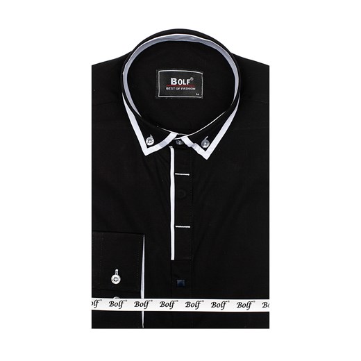 Koszula męska elegancka z długim rękawem czarna Bolf 7713 Denley.pl  L wyprzedaż Denley 