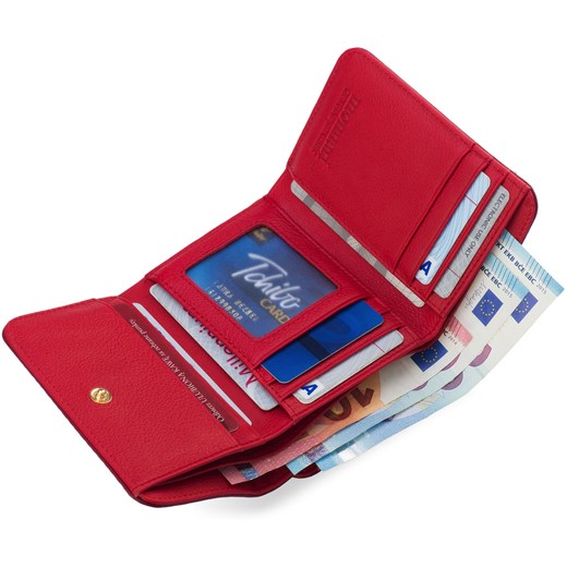 Lakierowany portfel damski monnari tłoczone logo marki mała portmonetka – czarny Monnari czerwony  promocja world-style.pl 