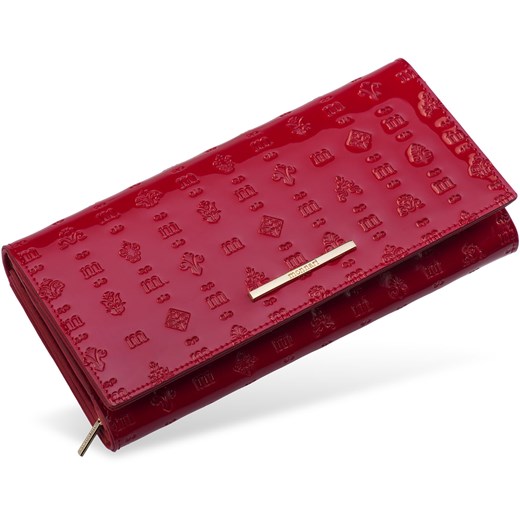 Piękny portfel monnari lakierowana portmonetka damska oryginalne tłoczenie – czerwony rozowy Monnari  wyprzedaż world-style.pl 