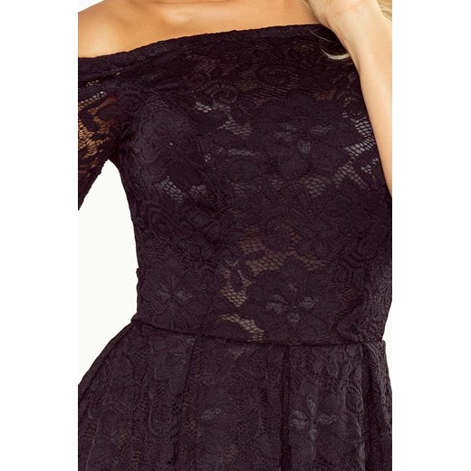 Rozkloszowana Sukienka z Koronki Czarna NU168-1 czarny Numoco  BESIMA