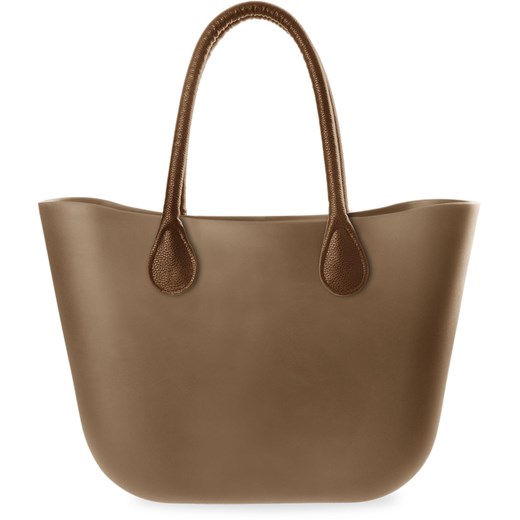 Duża silikonowa torebka damska gumowa torba stylowy shopper jelly bag - brązowy