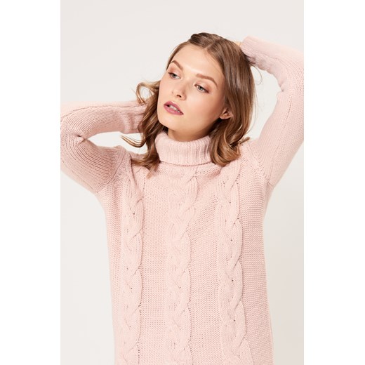 Mohito - Miękki sweter z otulającym golfem - Różowy Mohito  XS 