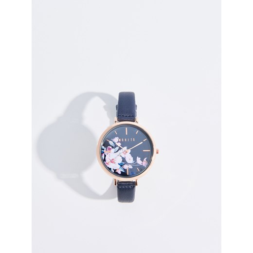 Mohito - Zegarek z motywem kwiatów - Granatowy Mohito  One Size 