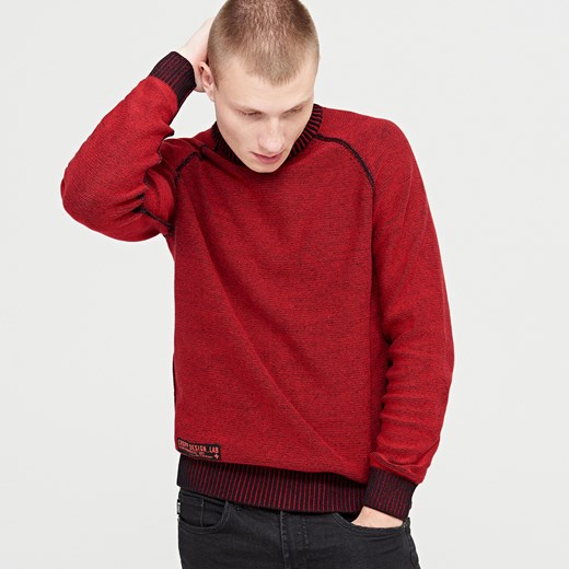 Cropp - Miękki sweter z raglanowym rękawem - Czerwony  Cropp M 