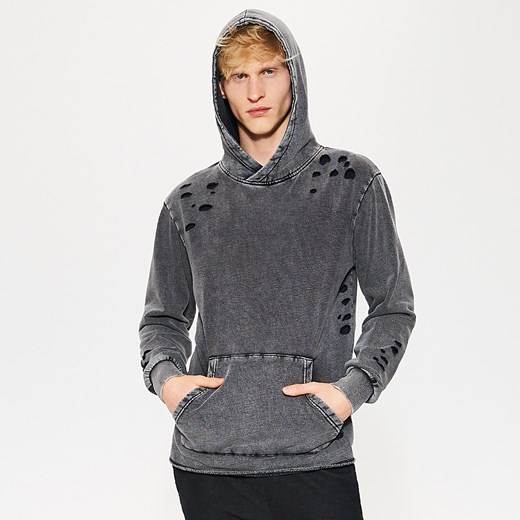 House - Bluza z przetarciami oraz efektem sprania - Szary House XL