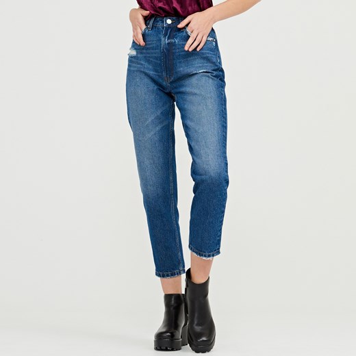 Cropp - Jeansy typu mom's jeans - Niebieski Cropp granatowy 40 