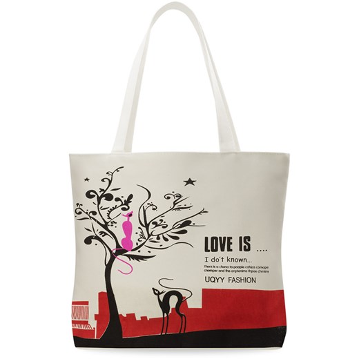 Płócienna eco torba shopperka młodzieżowa różne wzory - love is...